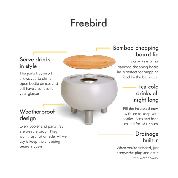 Outside Gang Drinks Cooler Table - Moon Grey Short Legs