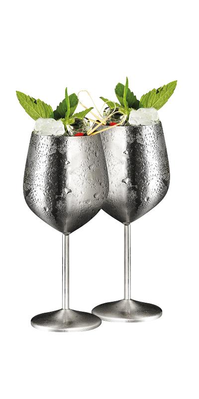 Pair of Silver Stainless Steel Wine Goblets